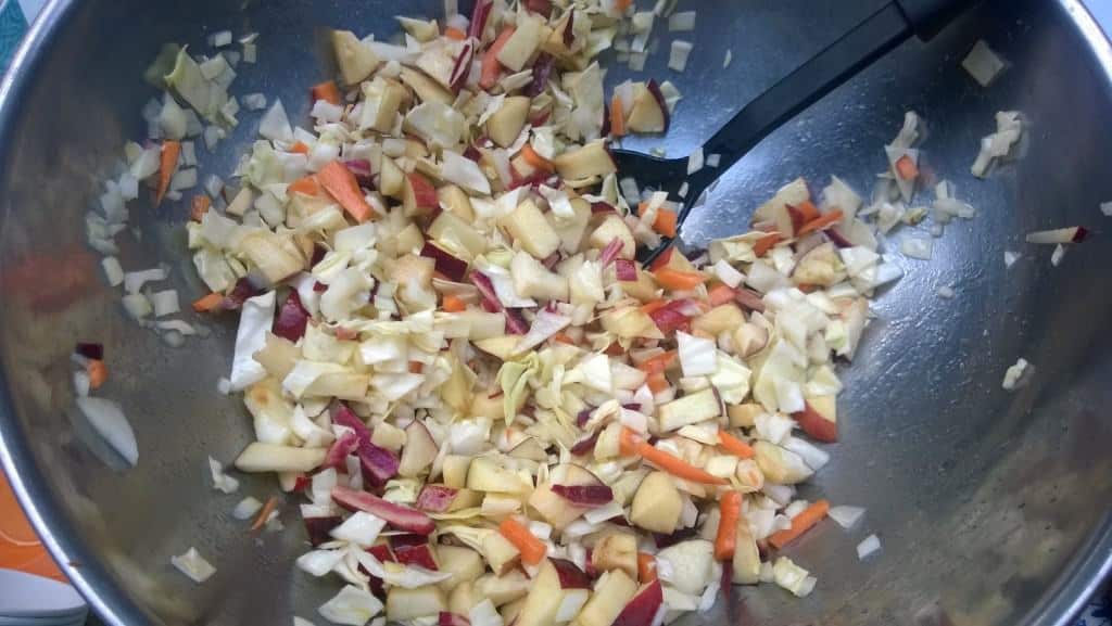 Making this slaw with fresh, local produce makes it so delicious!