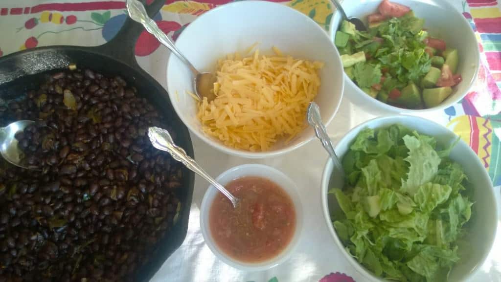 Here are the ingredients ready to make bean tacos!